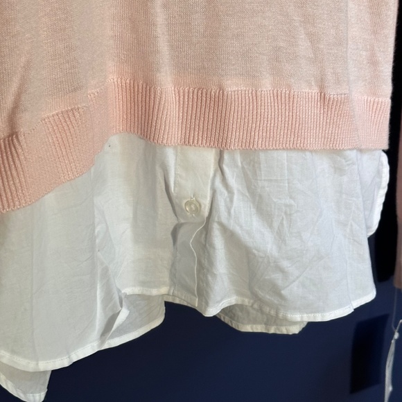 Susina Pink/White Cotton Knit Sweater Removable Collar Small - Picture 4 of 5